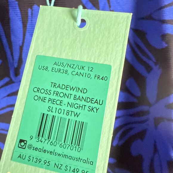 Sea Level Tradewind Twist Front Bandeau One Piece Swimsuit Night Sky Size 8 - Picture 13 of 13